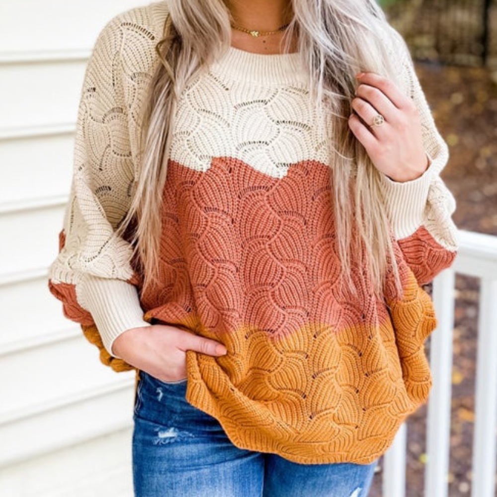Fall Ombre Dolman Sleeve Candy Corn Sweater